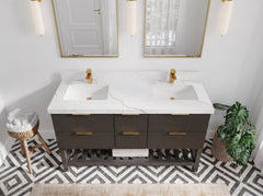 Catalina 60 in W x 22 in D Free Standing Reeded Double Sink Bathroom Vanity - photo 12