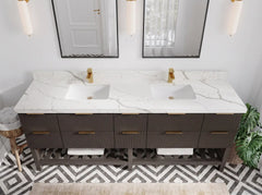 Catalina 84 in W x 22 in D Free Standing Reeded Double Sink Bathroom Vanity - photo 5