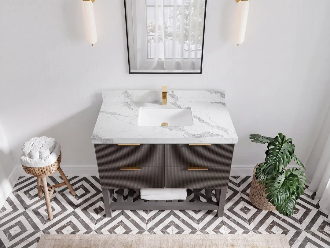 Catalina 42 in W x 22 in D Free Standing Reeded Single Sink Bathroom Vanity | 
              
                Urbane Bronze
                
                  
             - CAT_URB_ARB_42 - photo №10