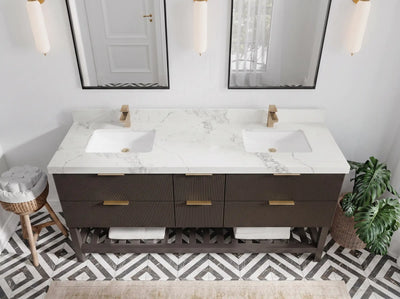 Catalina 72 in W x 22 in D Free Standing Reeded Double Sink Bathroom Vanity