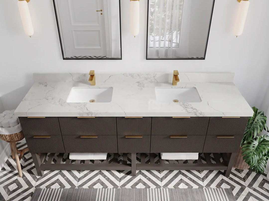 Catalina 84 in W x 22 in D Free Standing Reeded Double Sink Bathroom Vanity | 
              
                Urbane Bronze
                
                  
             - CAT_URB_WHQZ_84D - photo №13
