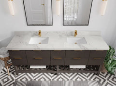 Catalina 84 in W x 22 in D Free Standing Reeded Double Sink Bathroom Vanity - photo 13