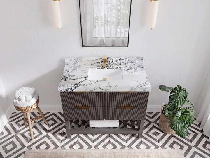 Catalina 42 in W x 22 in D Free Standing Reeded Single Sink Bathroom Vanity - photo 6