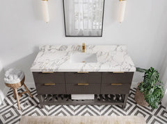 Catalina 60 in W x 22 in D Free Standing Reeded Single Sink Bathroom Vanity - photo 6