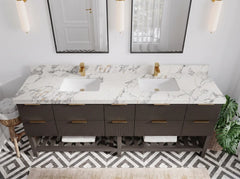 Catalina 84 in W x 22 in D Free Standing Reeded Double Sink Bathroom Vanity - photo 6
