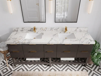 Catalina 84 in W x 22 in D Free Standing Reeded Double Sink Bathroom Vanity