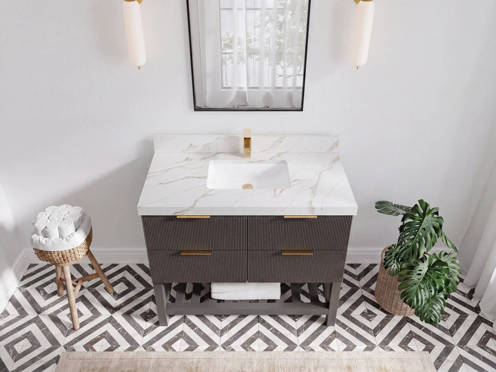 Catalina 42 in W x 22 in D Free Standing Reeded Single Sink Bathroom Vanity - photo 11