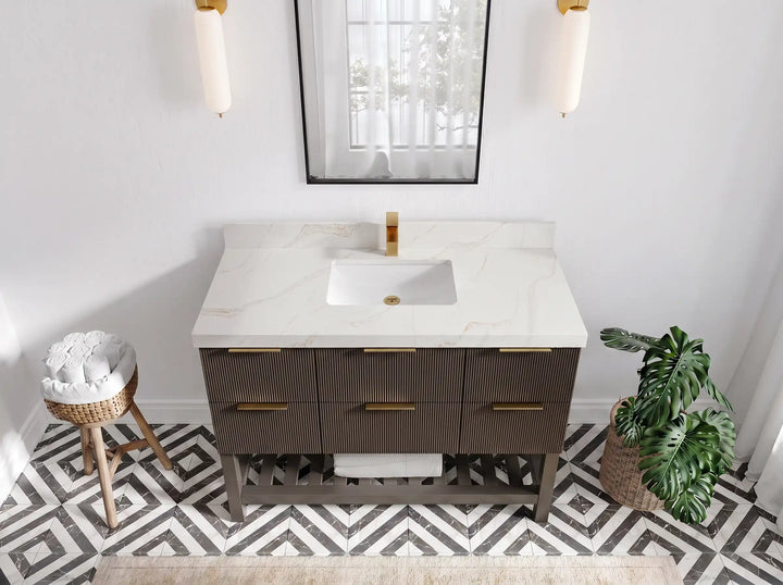 Catalina 48 in W x 22 in D Free Standing Reeded Single Sink Bathroom Vanity - photo 11