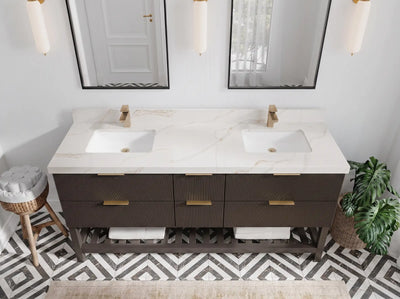 Catalina 72 in W x 22 in D Free Standing Reeded Double Sink Bathroom Vanity