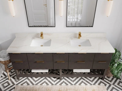 Catalina 84 in W x 22 in D Free Standing Reeded Double Sink Bathroom Vanity