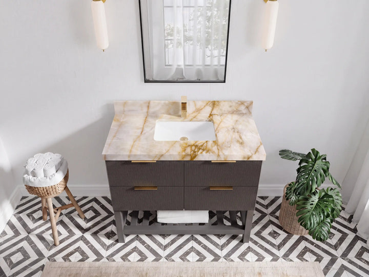 Catalina 42 in W x 22 in D Free Standing Reeded Single Sink Bathroom Vanity - photo 26