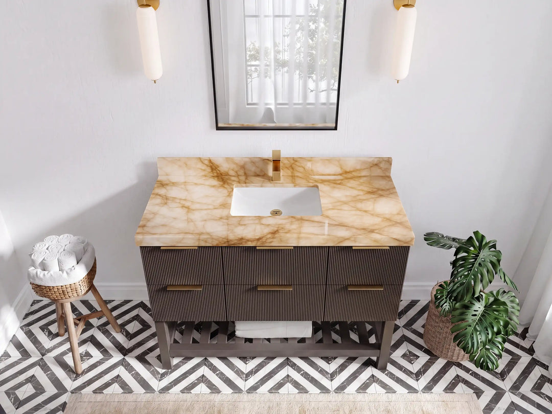 Catalina 48 in W x 22 in D Free Standing Reeded Single Sink Bathroom Vanity | 
              
                Urbane Bronze
                
                  
             - CAT_URB_WHQZ_48S - photo №26