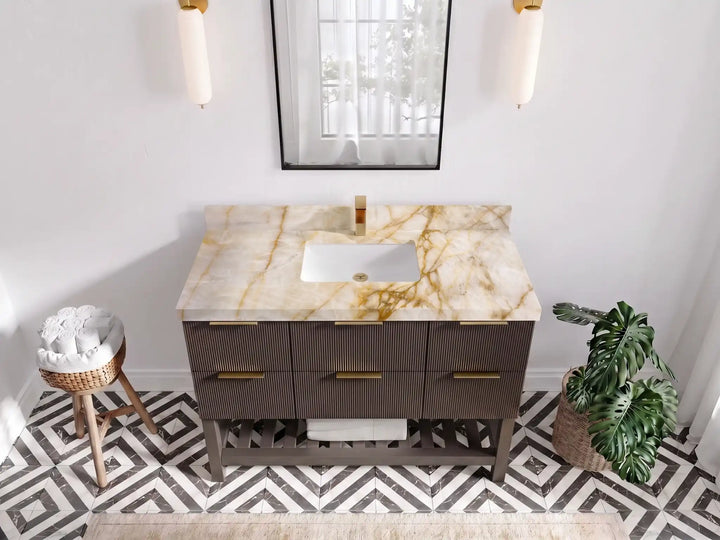 Catalina 48 in W x 22 in D Free Standing Reeded Single Sink Bathroom Vanity - photo 39