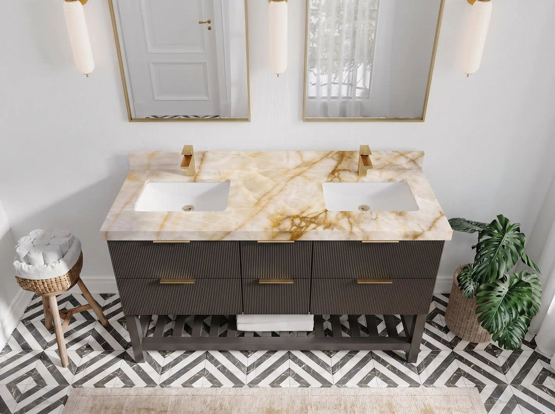 Catalina 60 in W x 22 in D Free Standing Reeded Double Sink Bathroom Vanity | 
              
                Urbane Bronze
                
                  
             - CAT_URB_CARM_60D - photo №7