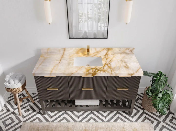 Catalina 60 in W x 22 in D Free Standing Reeded Single Sink Bathroom Vanity - photo 21