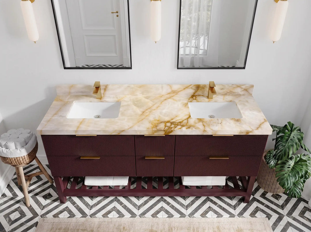 Catalina 72 in W x 22 in D Free Standing Reeded Double Sink Bathroom Vanity | 
              
                Burgundy
                
                  
             - CAT_URB_ARB_72D - photo №26