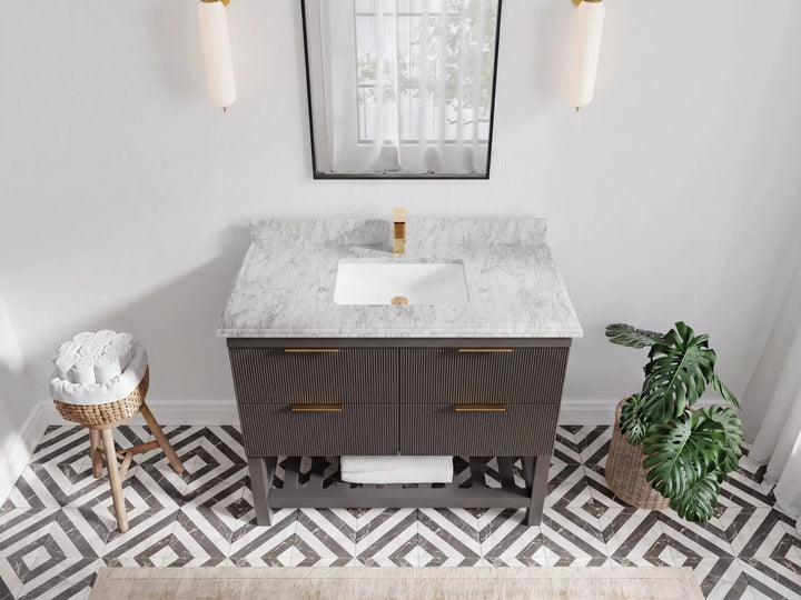 Catalina 42 in W x 22 in D Free Standing Reeded Single Sink Bathroom Vanity - photo 32