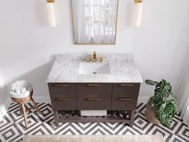Catalina 48 in W x 22 in D Free Standing Reeded Single Sink Bathroom Vanity - photo 37