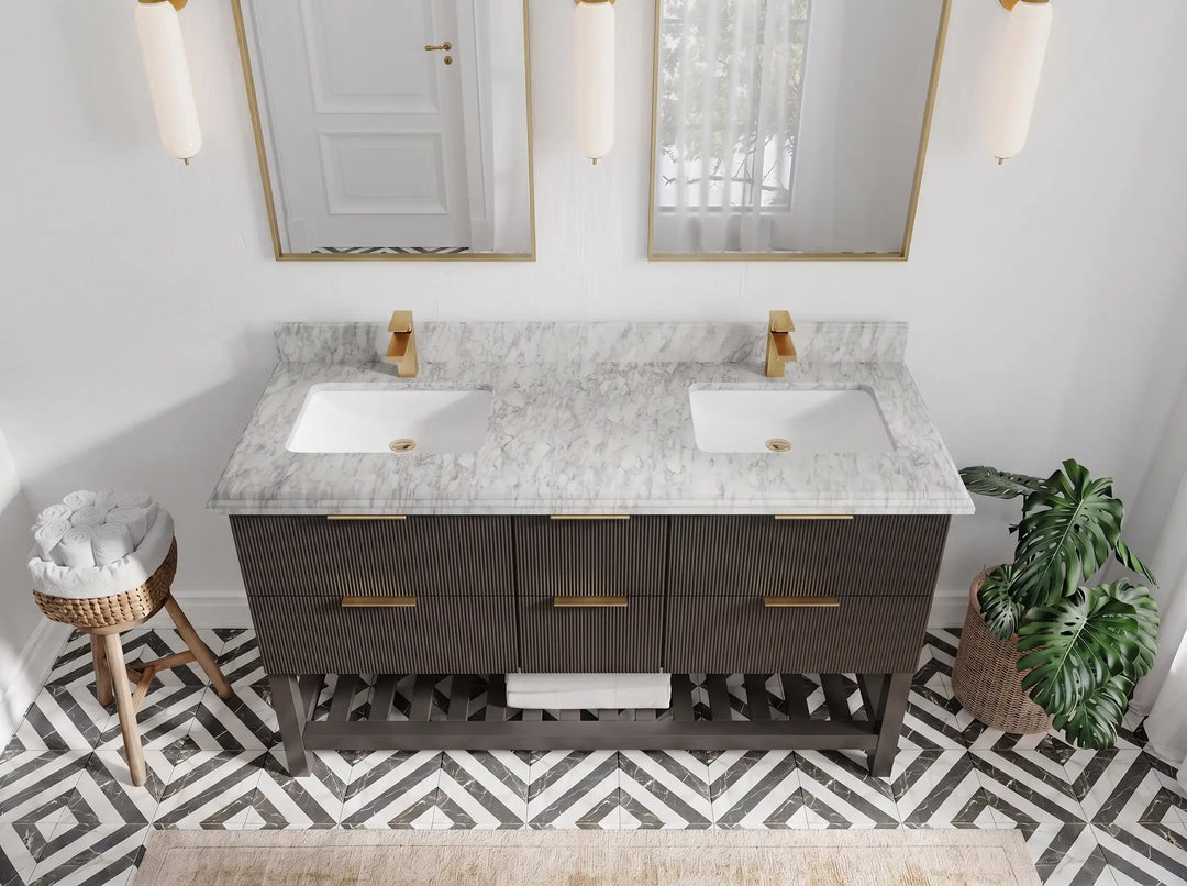 Catalina 60 in W x 22 in D Free Standing Reeded Double Sink Bathroom Vanity | 
              
                Urbane Bronze
                
                  
             - CAT_URB_CARM_60D - photo №33