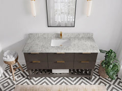Catalina 60 in W x 22 in D Free Standing Reeded Single Sink Bathroom Vanity - photo 36