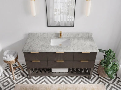 Catalina 60 in W x 22 in D Free Standing Reeded Single Sink Bathroom Vanity