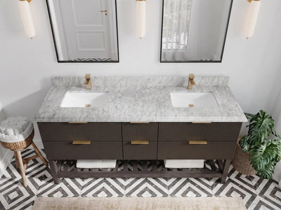 Catalina 72 in W x 22 in D Free Standing Reeded Double Sink Bathroom Vanity