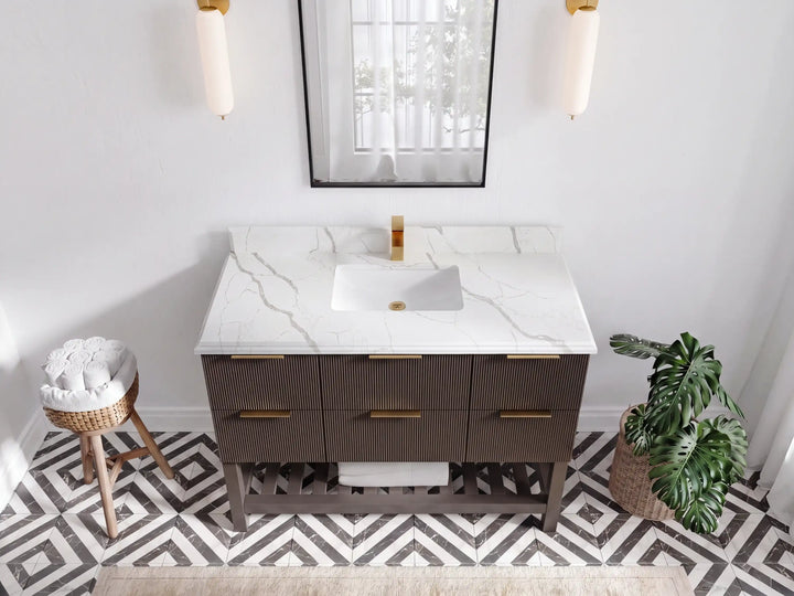 Catalina 48 in W x 22 in D Free Standing Reeded Single Sink Bathroom Vanity - photo 36