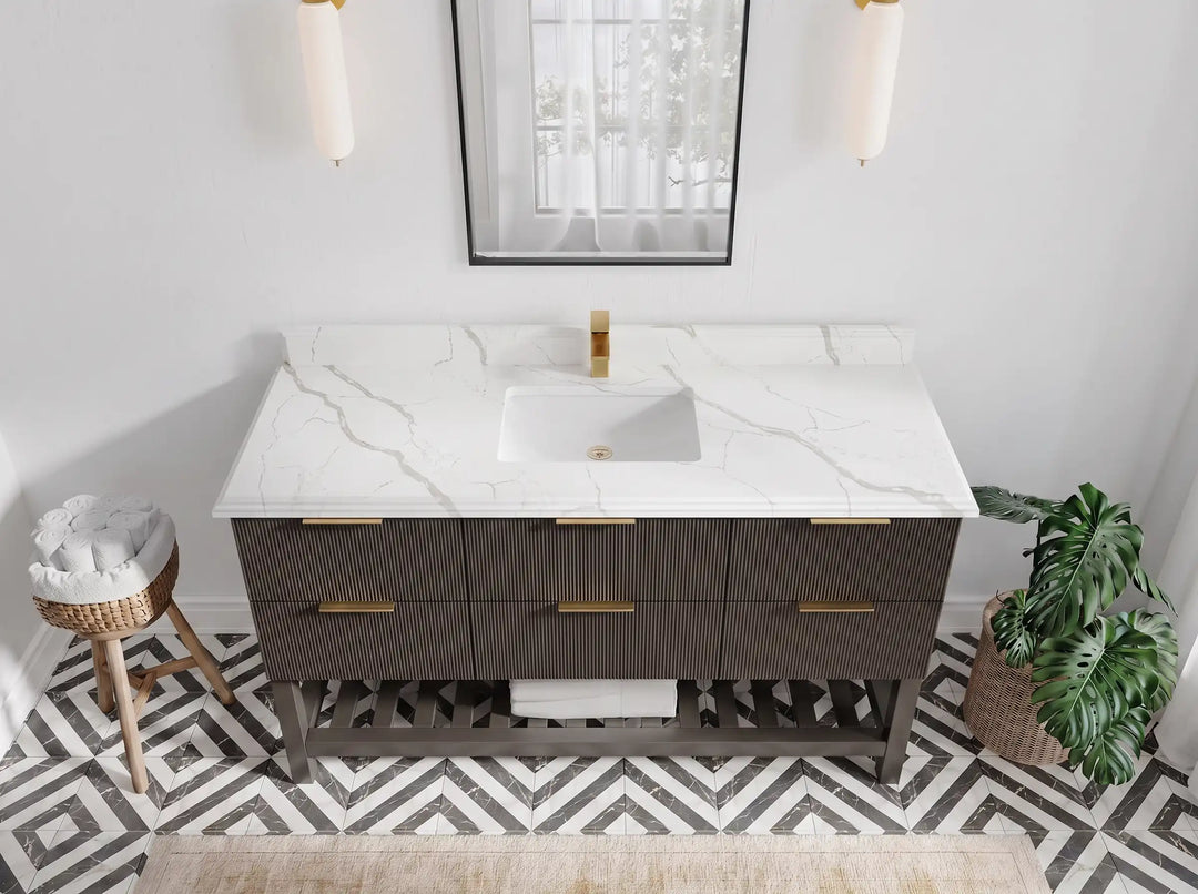 Catalina 60 in W x 22 in D Free Standing Reeded Single Sink Bathroom Vanity | 
              
                Urbane Bronze
                
                  
             - AT_URB_ARB_60S - photo №35
