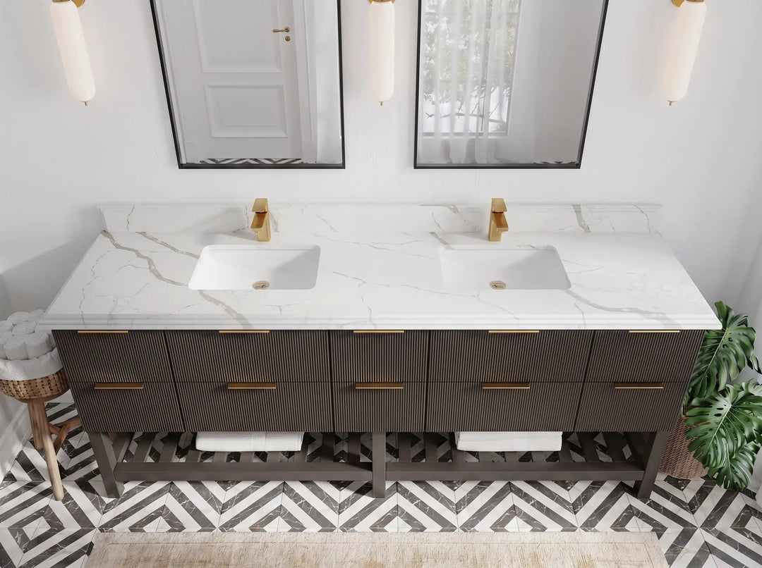 Catalina 84 in W x 22 in D Free Standing Reeded Double Sink Bathroom Vanity | 
              
                Urbane Bronze
                
                  
             - CAT_URB_WHQZ_84D - photo №41