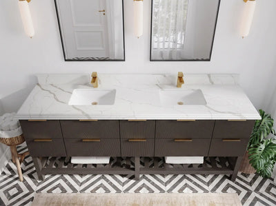 Catalina 84 in W x 22 in D Free Standing Reeded Double Sink Bathroom Vanity