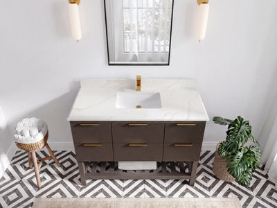 Catalina 48 in W x 22 in D Free Standing Reeded Single Sink Bathroom Vanity