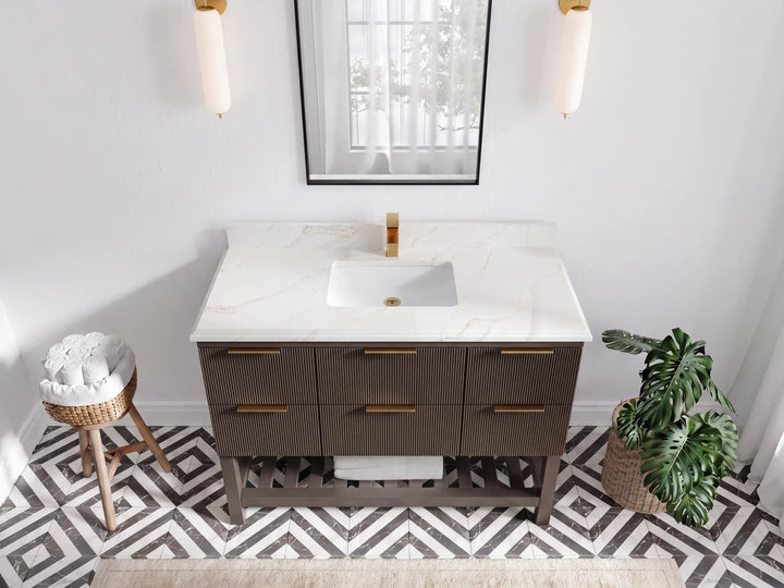 Catalina 48 in W x 22 in D Free Standing Reeded Single Sink Bathroom Vanity - photo 38