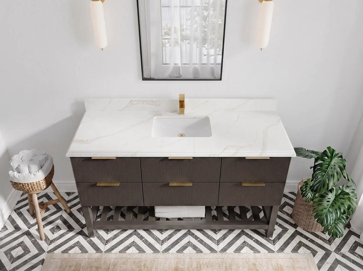 Catalina 60 in W x 22 in D Free Standing Reeded Single Sink Bathroom Vanity - photo 36