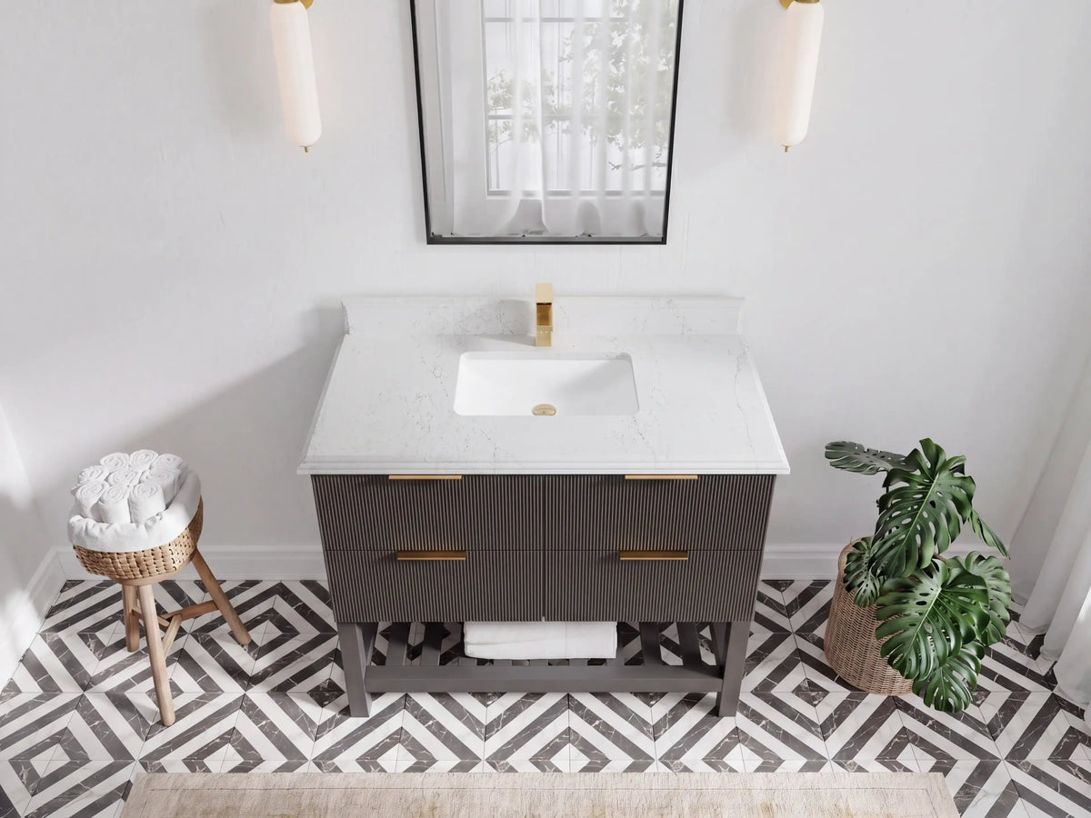 Catalina 42 in W x 22 in D Free Standing Reeded Single Sink Bathroom Vanity