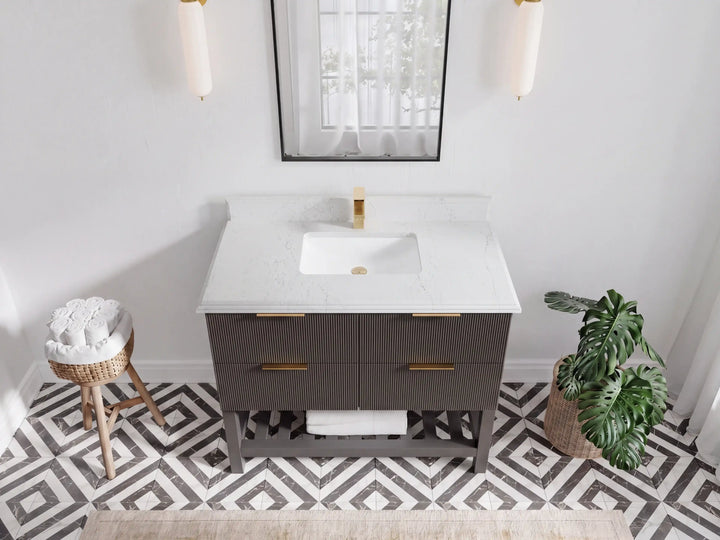 Catalina 42 in W x 22 in D Free Standing Reeded Single Sink Bathroom Vanity - photo 36
