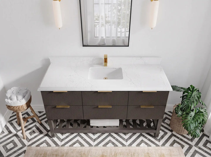 Catalina 60 in W x 22 in D Free Standing Reeded Single Sink Bathroom Vanity - photo 39