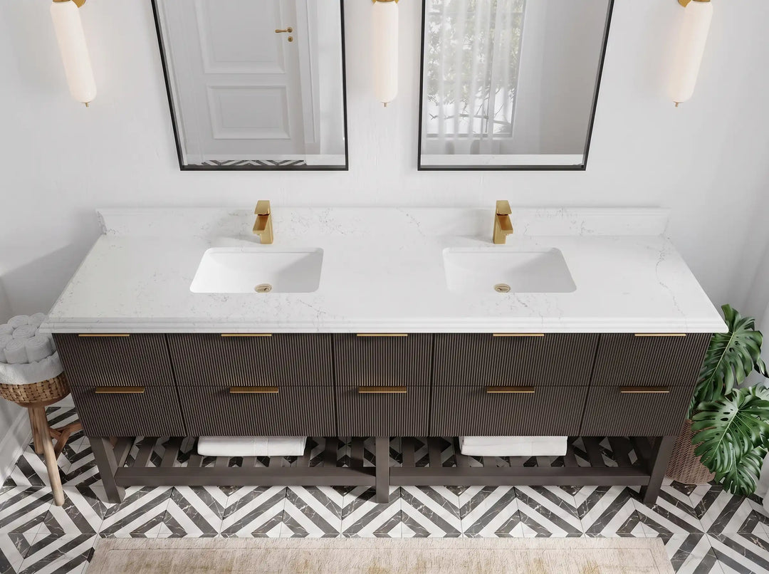 Catalina 84 in W x 22 in D Free Standing Reeded Double Sink Bathroom Vanity | 
              
                Urbane Bronze
                
                  
             - CAT_URB_WHQZ_84D - photo №37