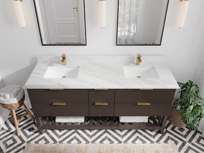 Catalina 72 in W x 22 in D Free Standing Reeded Double Sink Bathroom Vanity
