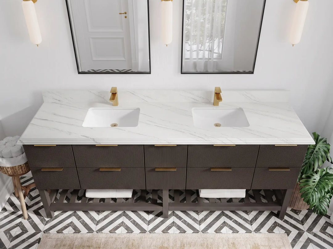 Catalina 84 in W x 22 in D Free Standing Reeded Double Sink Bathroom Vanity | 
              
                Urbane Bronze
                
                  
             - CAT_URB_WHQZ_84D - photo №38