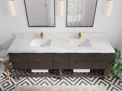 Catalina 84 in W x 22 in D Free Standing Reeded Double Sink Bathroom Vanity - photo 38