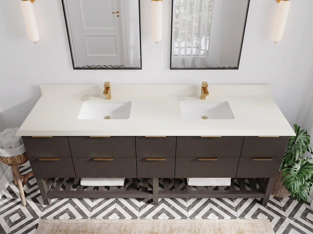 Catalina 84 in W x 22 in D Free Standing Reeded Double Sink Bathroom Vanity | 
              
                Urbane Bronze
                
                  
             - CAT_URB_WHQZ_84D - photo №39