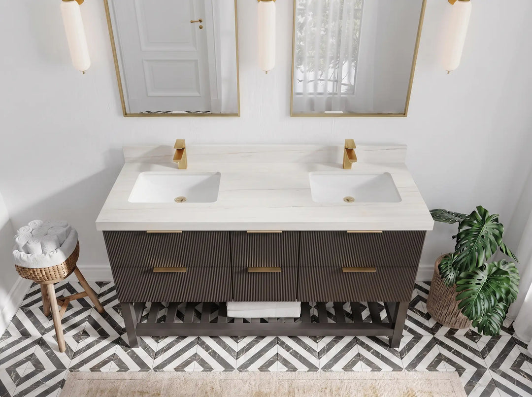 Catalina 60 in W x 22 in D Free Standing Reeded Double Sink Bathroom Vanity | 
              
                Urbane Bronze
                
                  
             - CAT_URB_CARM_60D - photo №40