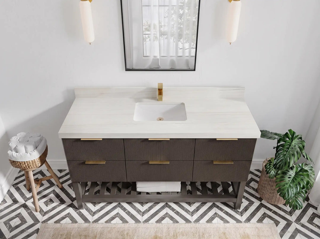 Catalina 60 in W x 22 in D Free Standing Reeded Single Sink Bathroom Vanity | 
              
                Urbane Bronze
                
                  
             - AT_URB_ARB_60S - photo №15