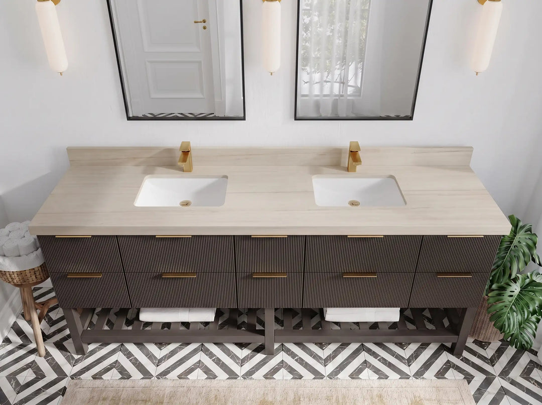 Catalina 84 in W x 22 in D Free Standing Reeded Double Sink Bathroom Vanity | 
              
                Urbane Bronze
                
                  
             - CAT_URB_WHQZ_84D - photo №27