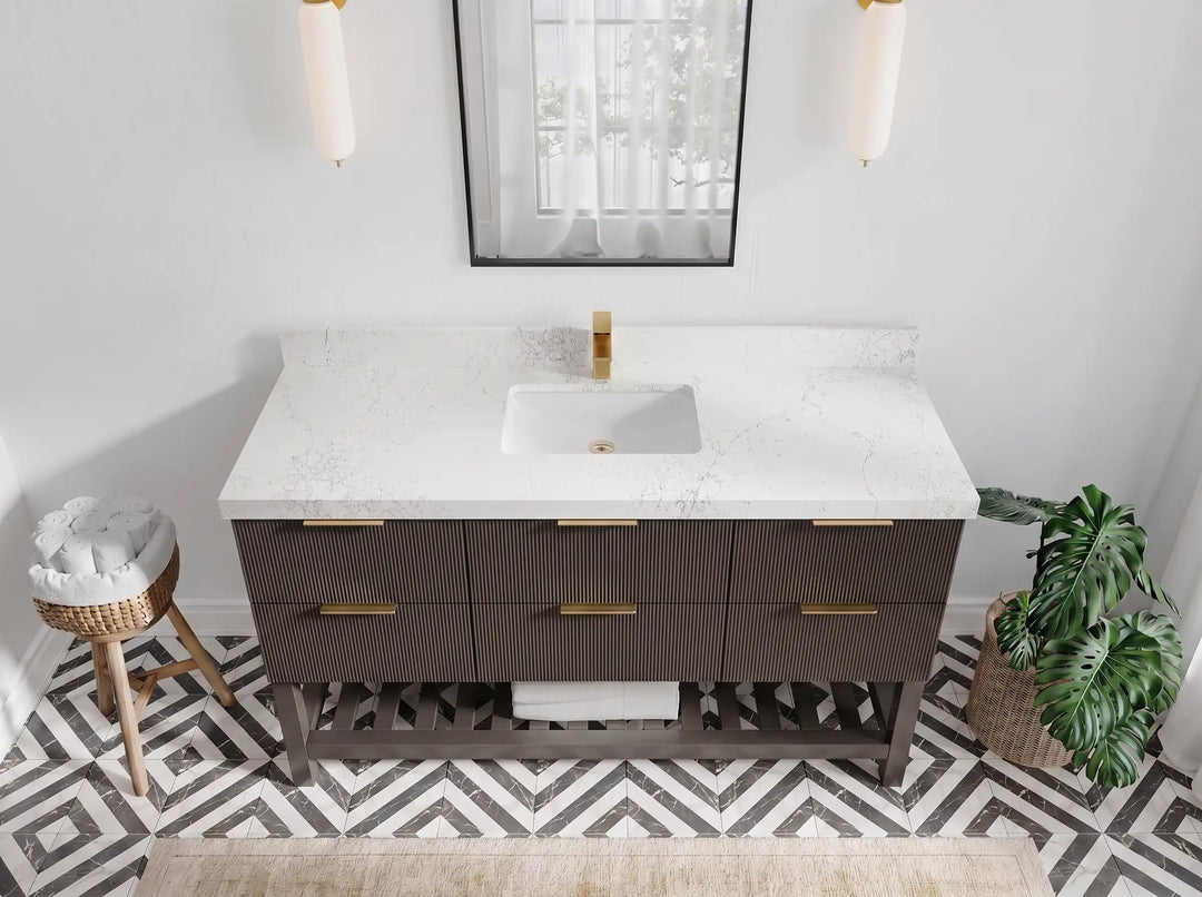 Catalina 60 in W x 22 in D Free Standing Reeded Single Sink Bathroom Vanity | 
              
                Urbane Bronze
                
                  
             - AT_URB_ARB_60S - photo №16