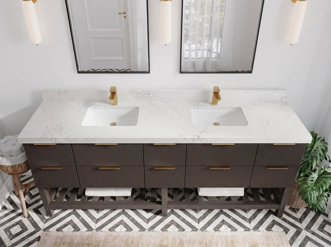 Catalina 84 in W x 22 in D Free Standing Reeded Double Sink Bathroom Vanity | 
              
                Urbane Bronze
                
                  
             - CAT_URB_WHQZ_84D - photo №19