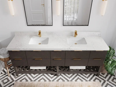 Catalina 84 in W x 22 in D Free Standing Reeded Double Sink Bathroom Vanity