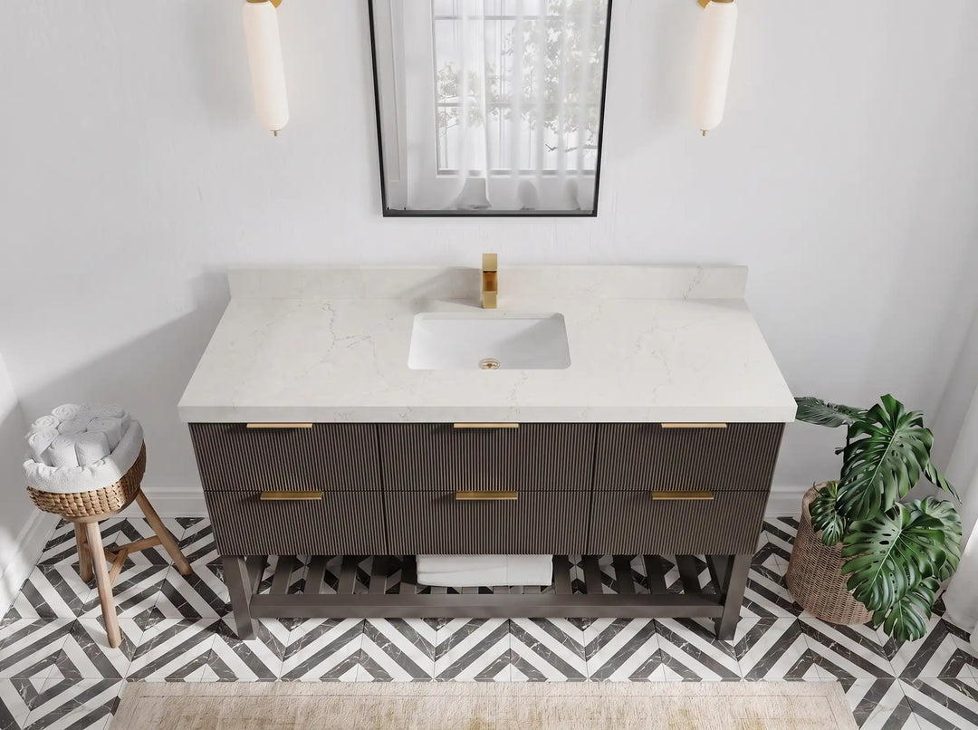 Catalina 60 in W x 22 in D Free Standing Reeded Single Sink Bathroom Vanity | 
              
                Urbane Bronze
                
                  
             - AT_URB_ARB_60S - photo №34