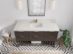 Catalina 60 in W x 22 in D Free Standing Reeded Single Sink Bathroom Vanity - photo 33