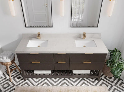 Catalina 72 in W x 22 in D Free Standing Reeded Double Sink Bathroom Vanity
